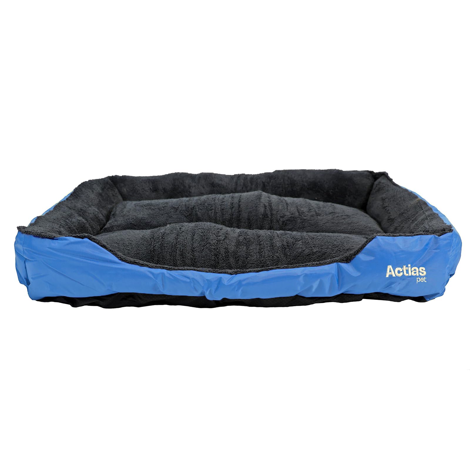 Actiaspet XXX-Large Dog Bed Blue – Faux Fur Lined Washable Pet Bed with Anti-Slip Base & Raised Sides – Extra Large Dog Bed (122 x 90cm)