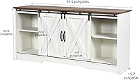 Vista 2 de 4 EVER WINNER Soporte de TV para TV de 65 pulgadas para sala de estar, soporte de TV moderno estilo granja con puerta de granero con gabinetes