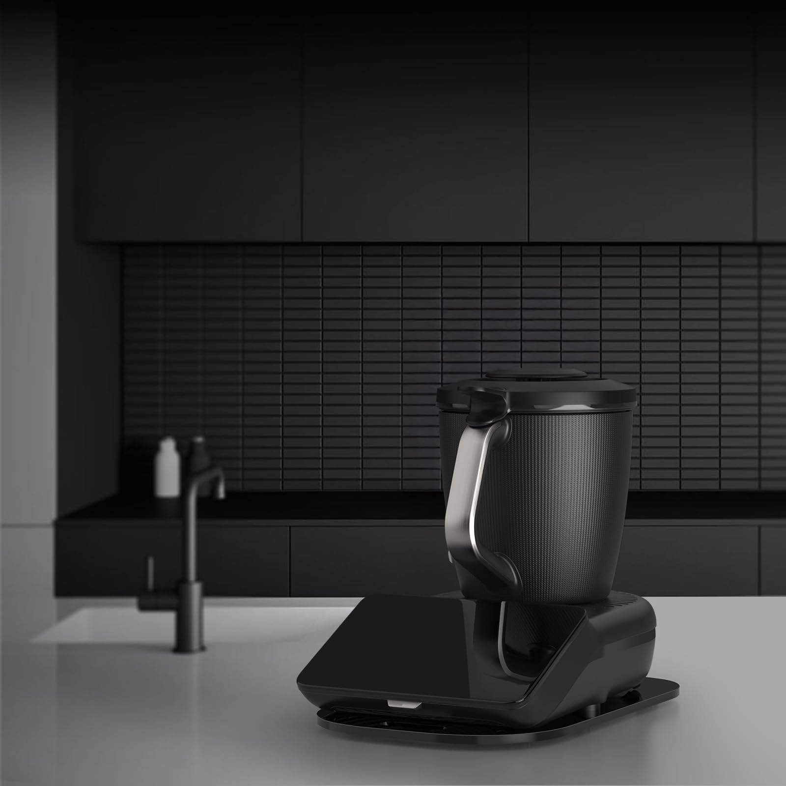 Tabla deslizante para Thermomix TM7, tabla para Thermomix negro | con deslizadores de teflón suave de 360°, tabla rodante de cristal acrílico sin BPA, accesorio para Bimby TM7