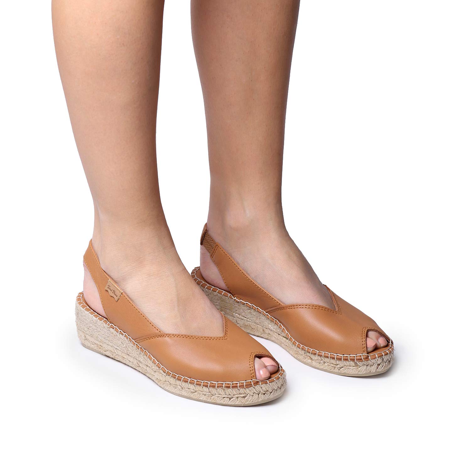 TONI PONS BERNIA-P - Alpargata de cuña para Mujer Estilo Peep Toe elaborada en Piel.