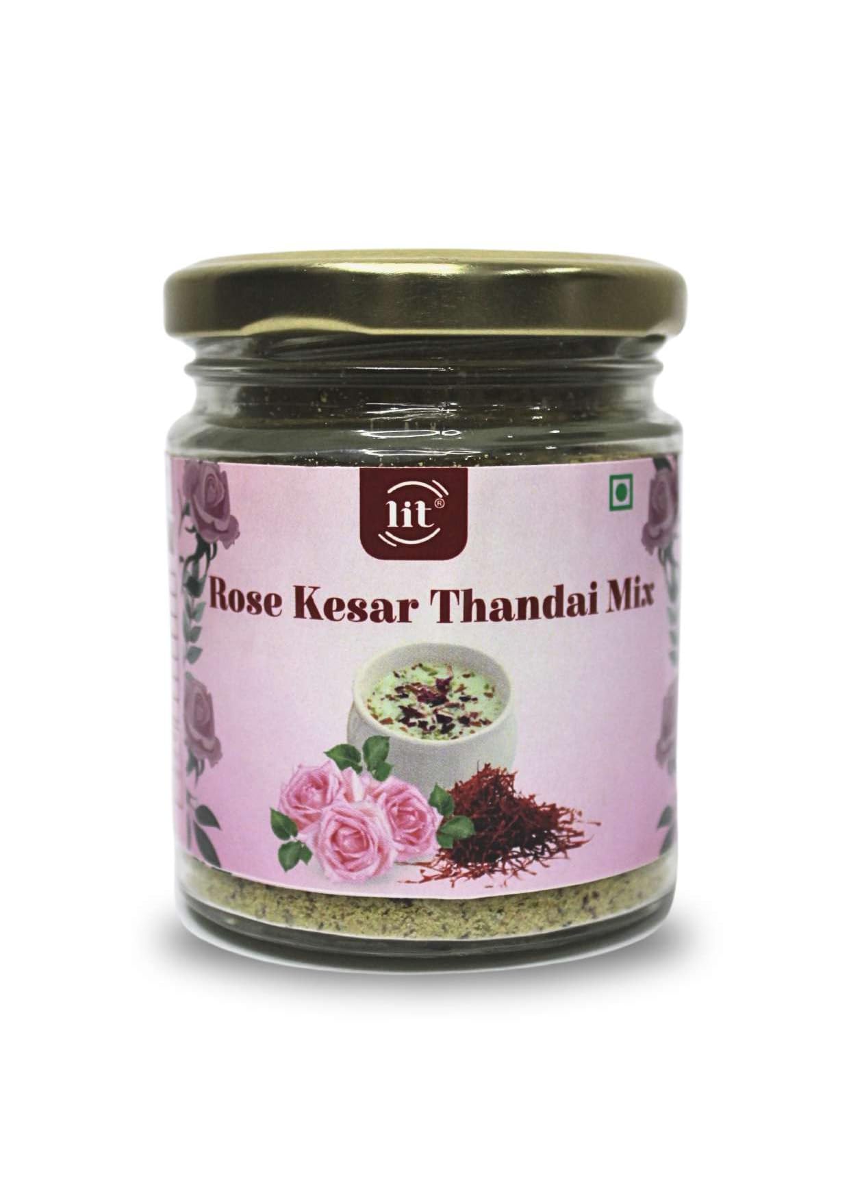 LIT Rose Kesar Thandai Powder - 100g | Organic Thandai Mix with Kesar, Badam, Pista & Kaju | Instant Thandai Premix Ready to Make | Authentic Milk Beverage No Added Preservatives (Pack of 1) (B0DB5TPWR3) Amazon Price History, Amazon Price Tracker