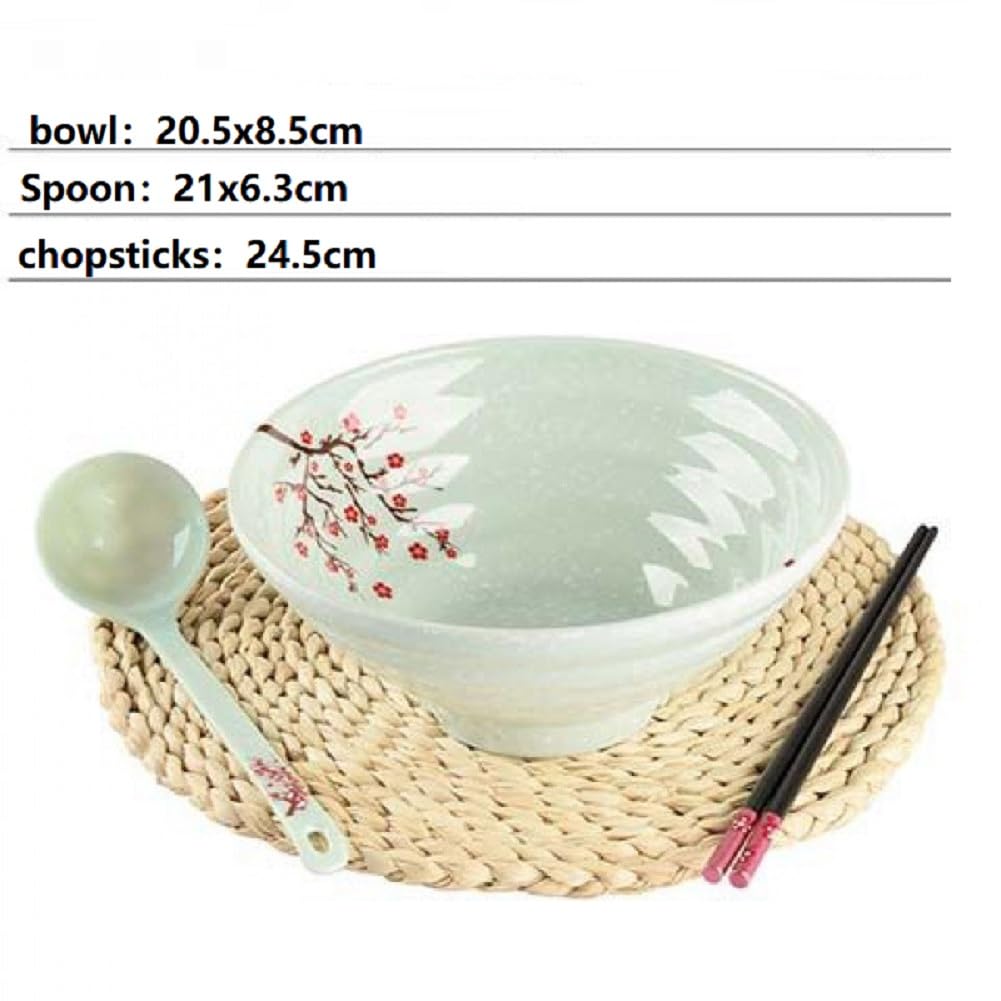 Zestaw misek Ramen – japońska miska do zupy, 1150 ml, z łyżką i pałeczkami, 18-częściowy zestaw do mycia w zmywarce, do makaronu, Udon, Pho, azjatyckiego makaronu