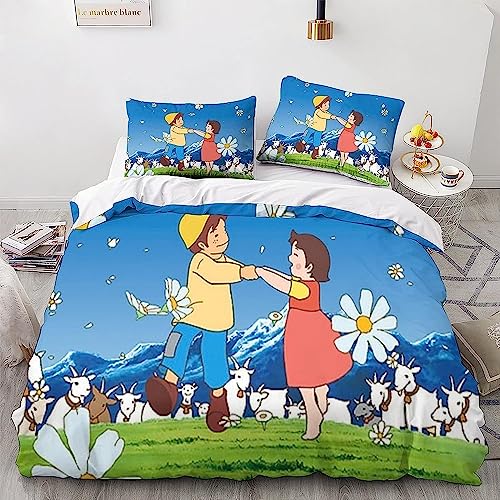 Zbeiba Bettwäsche 135x200 Niedliches Mädchen Headi Bettwäsche Sets auf Microfaser 2 Kissenbezug,Weiche Bequemer Anime Bettbezug Mit Reißveschluss für Kinder(A8,135x200cm+2x80x80cm)