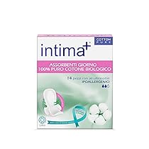 Intima + Assorbenti giorno 100% puro cotone biologico con ali ipoallergeniche, 14 pezzi