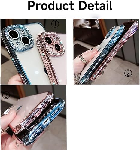 Miniatura 5 de Casechics Funda compatible con iPhone, funda de lujo con purpurina brillante de diamante electro chapado en el borde del borde de cuerpo completo,