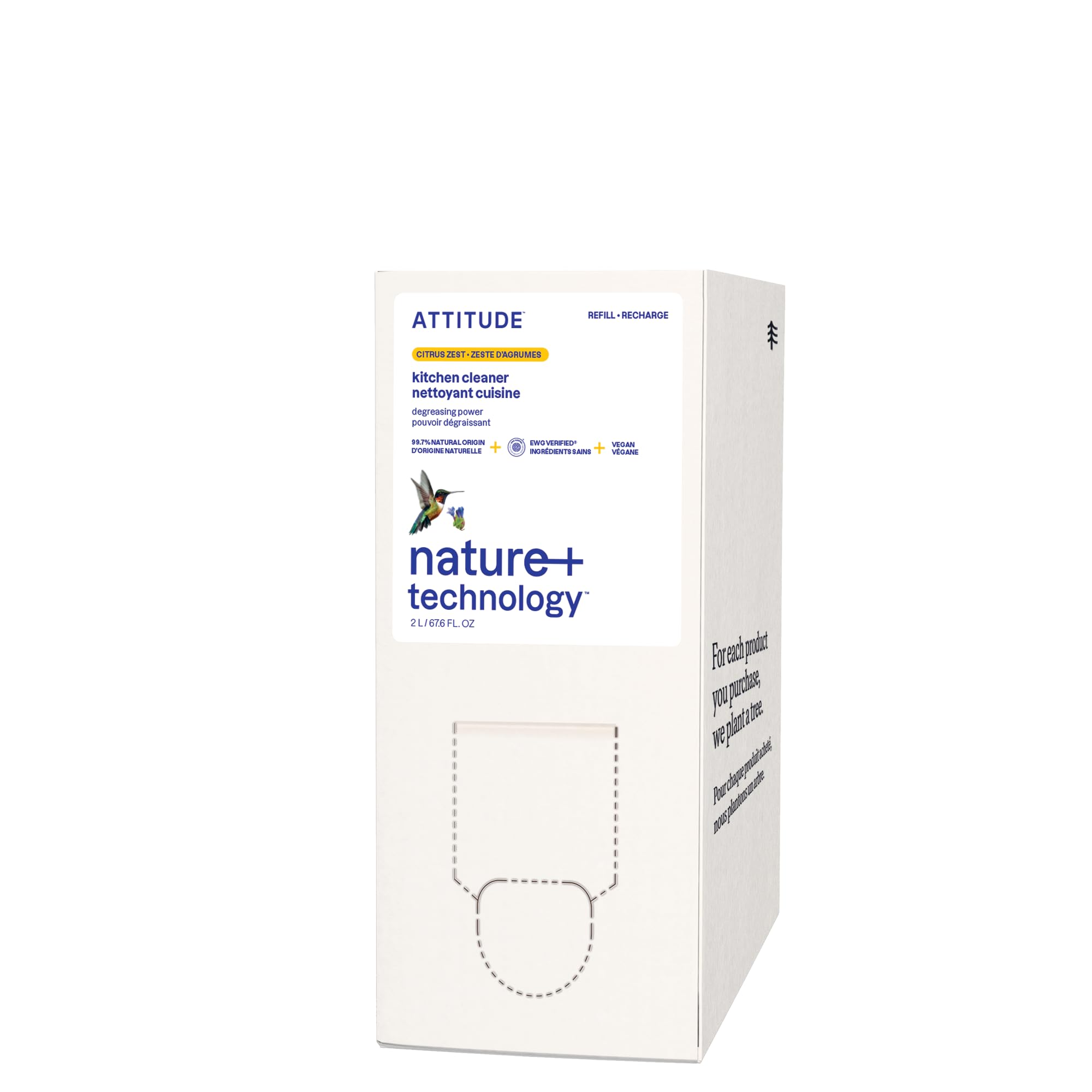 ATTITUDE Kitchen Cleaner Spray Refill, EWG Verified, Powerful Degreaser, Cuts Grease & Grime, Plant-Based & Vegan, Citrus Zest Scent, 2 LitersATTITUDE Kitchen Cleaner Spray Refill, EWG Verified,…