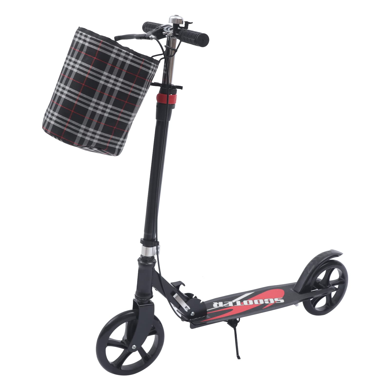 Patinete de ciudad plegable, con altura de manillar ajustable, freno de mano y freno de pie, cesta, patinete para adultos y niños, hasta 150 kg