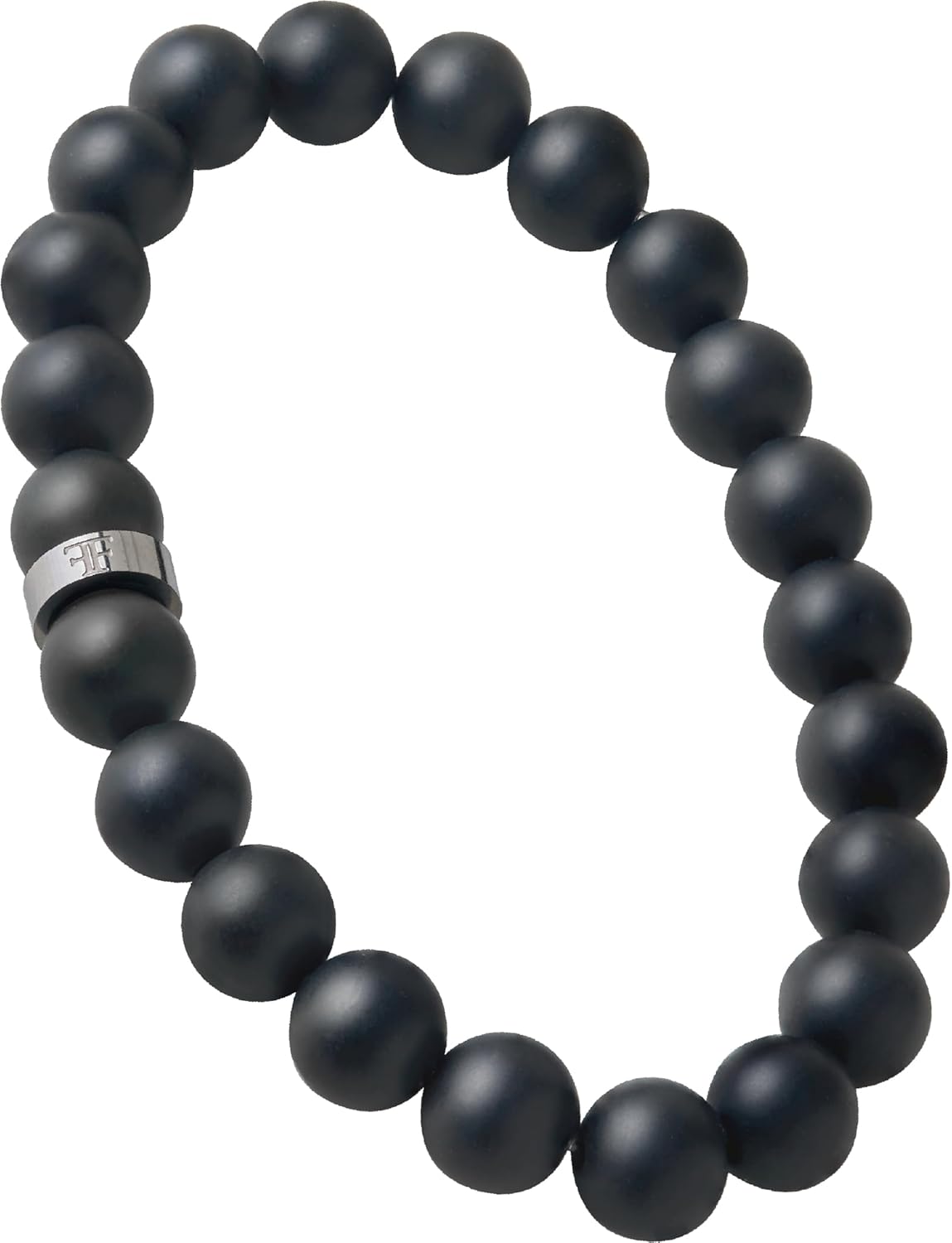 Forge & Foundry Men’s Matte Black Solid Onyx Beaded Bracelet | Andalus (8mm Stainless Steel, Small)