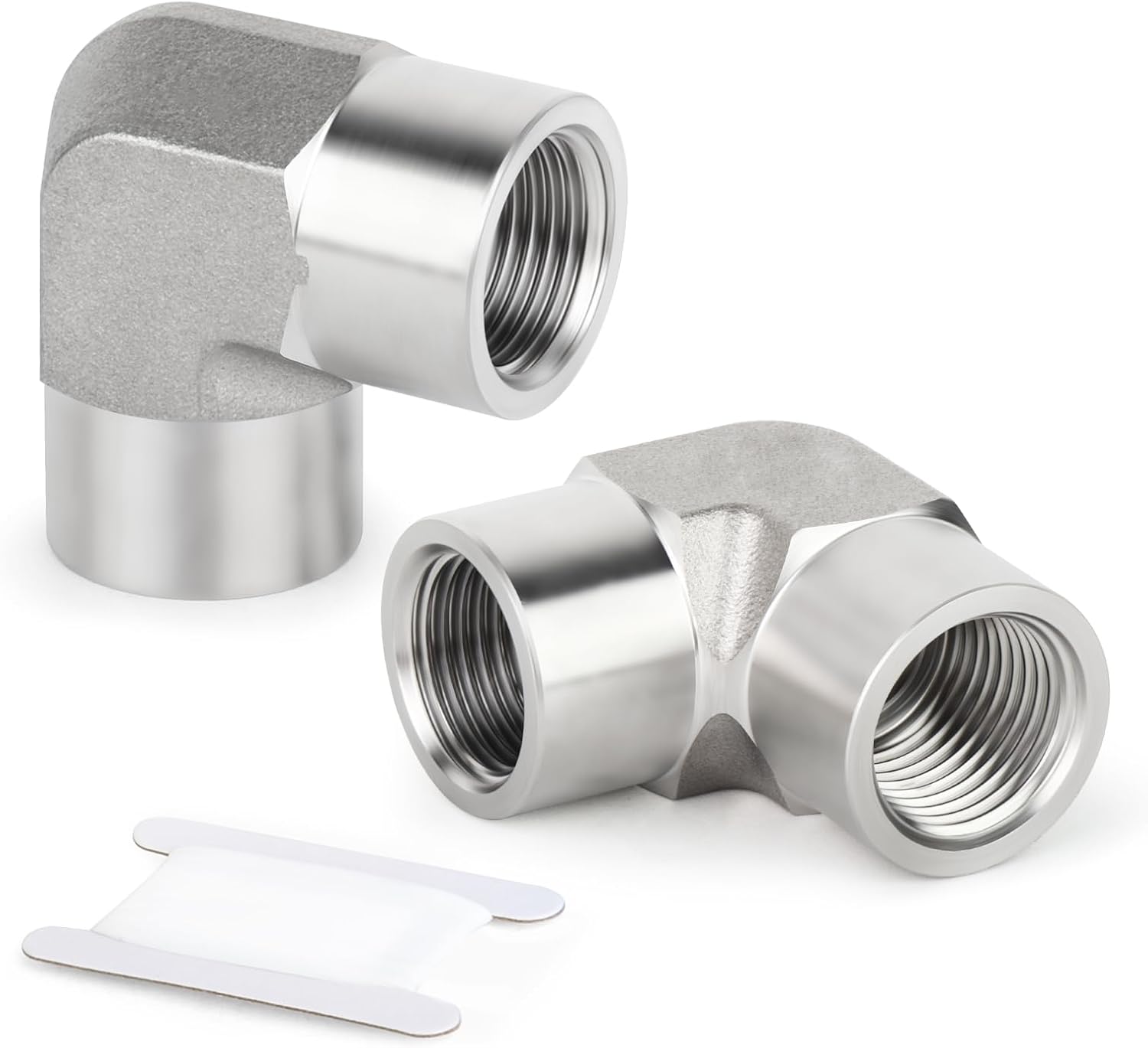 2PCS 304 Stainless Steel Square 90 Degree Barstock Street Elbow Pipe Fitting, 1/8" NPT Male x 1/8" NPT Female, for Fuel/Air/Water/Gas/Oil