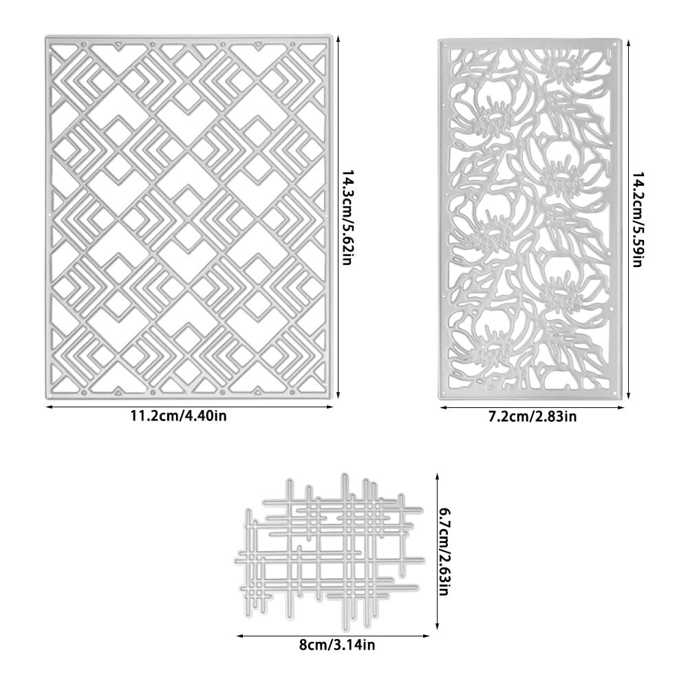 AFUNTA Troqueles para hacer tarjetas, 3 piezas de fondos 3D, marco de loto, troqueles de metal, suministros para hacer tarjetas de Navidad, para álbumes de recortes decorativos