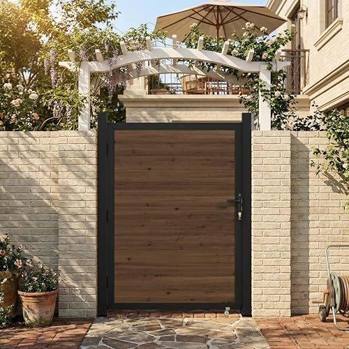 BlueWish 6 x 4 FT Cedar Wood Fence Gate Kit, Board-on-Board Privacy Gate