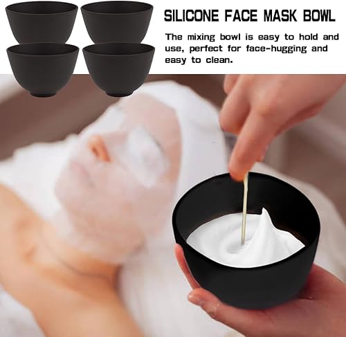 Miniatura 5 de Cuenco para mezclar mascarilla facial de silicona de 4 pulgadas, 4 unidades, para uso doméstico, para microondas, para máscara facial, máscara de