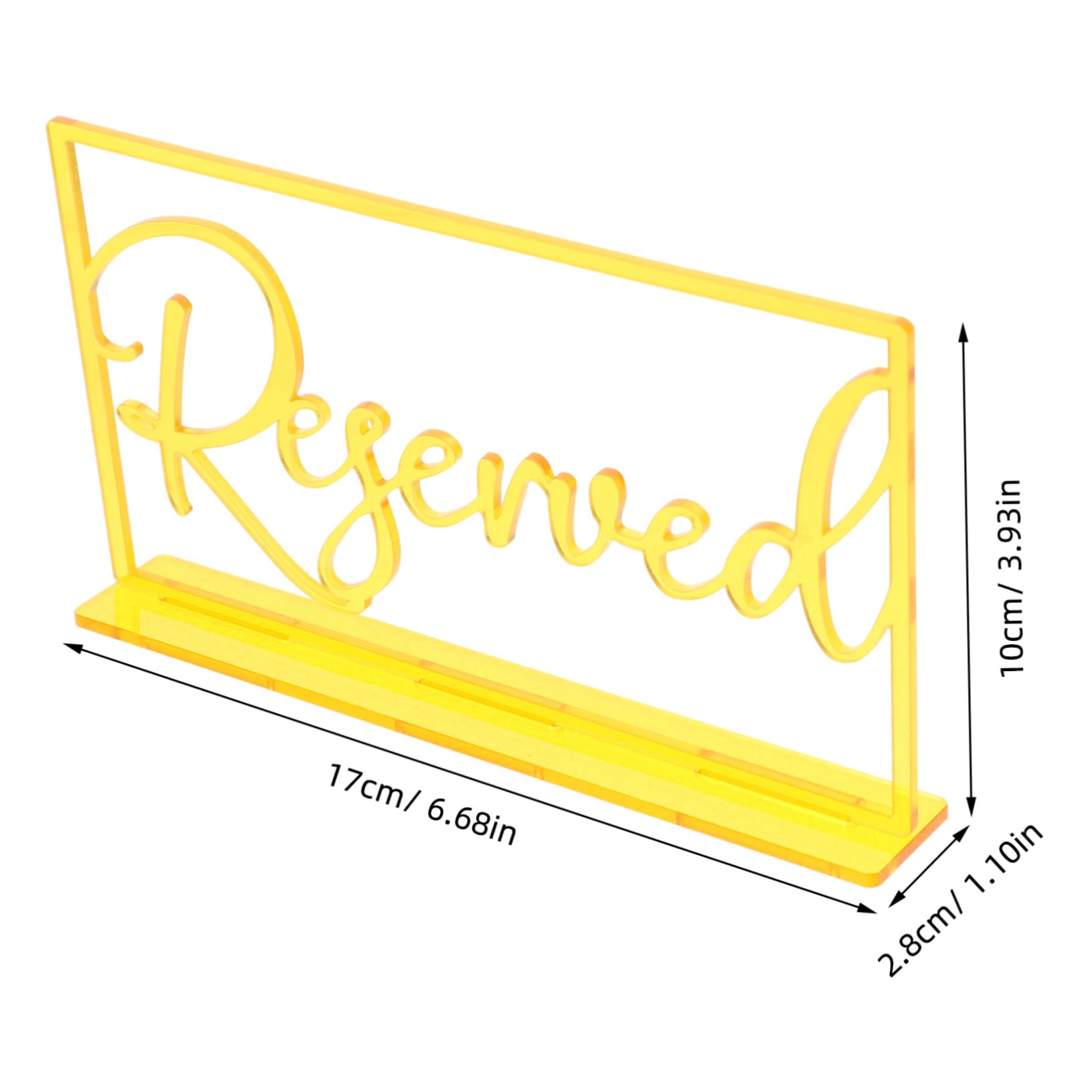 ARTIBETTER Reserved Signs for Restaurant Tables Event Wedding Pew Decor Easy Setup Acrylic Seat Cards Golden Yellow