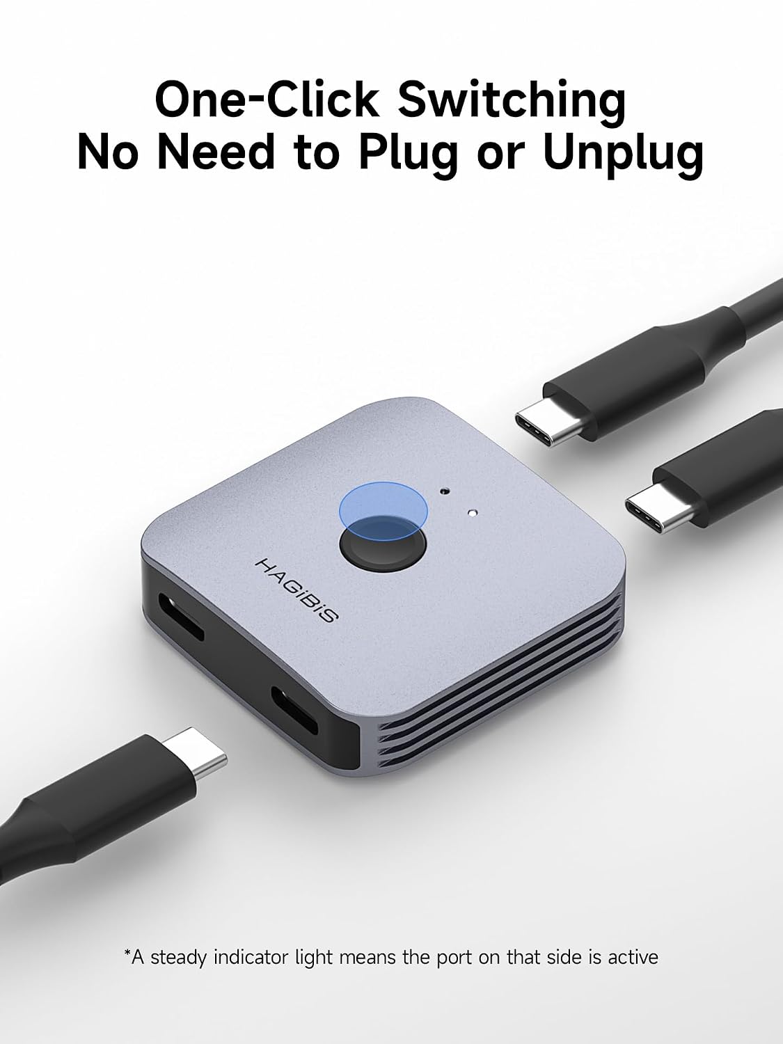 Hagibis USB C Switch, 10Gbps KVM Switcher, 8K@60Hz 100W PD Bi-Directional 1 in 2 Out / 2 in 1 Out USB-C Splitter for MacBook Pro, Laptop, Tablets, Phones