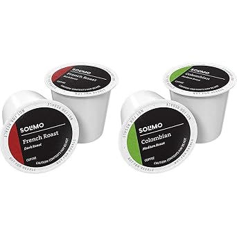 Amazon Brand Solimo Dark Roast and Medium Roast Coffee Pods Compatible with Keurig Brewers