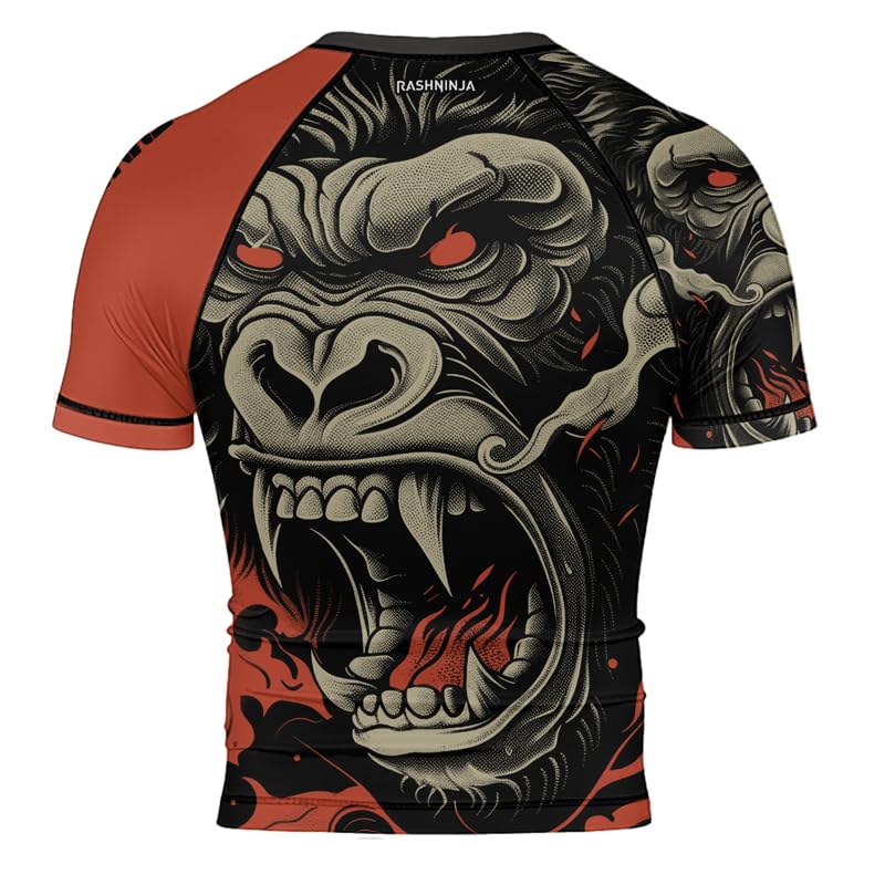 Gorilla Men's Rash Guard Shirts Short Sleeve MMA Jiu Jitsu BJJ Grappling Training Compression Shirt3