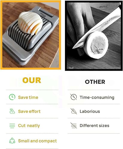 Miniatura 5 de Zoe's Kitchen Good Grip - Cortador de huevos duros para huevos duros, cortador de huevos de aluminio grande profesional de alta resistencia con