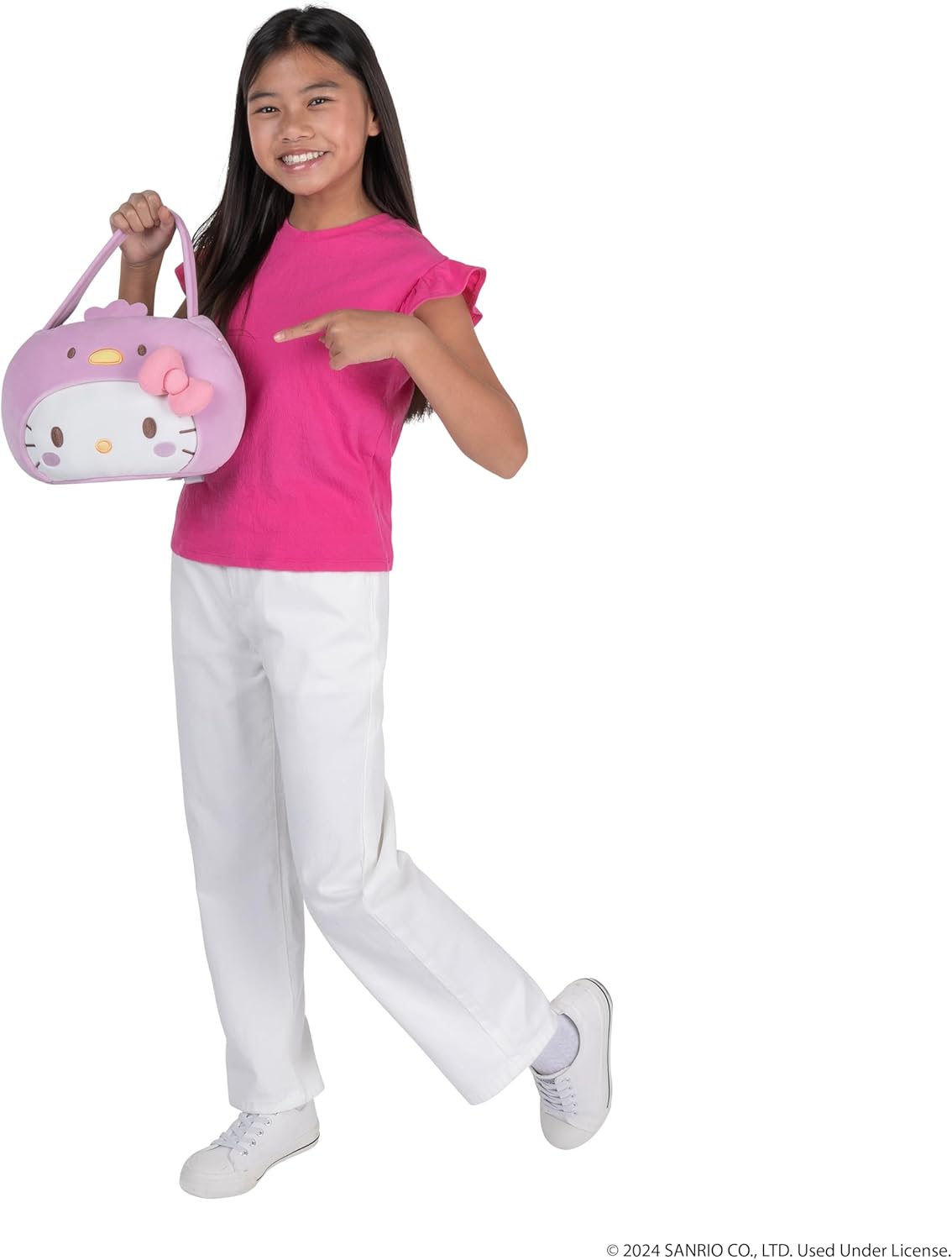 Jazwares Costume Play Hello Kitty and Friends Official Kuromi Heart Pail Accessory - 12-Inch Embroidered Treat Pail with Character Design and Carry Handle