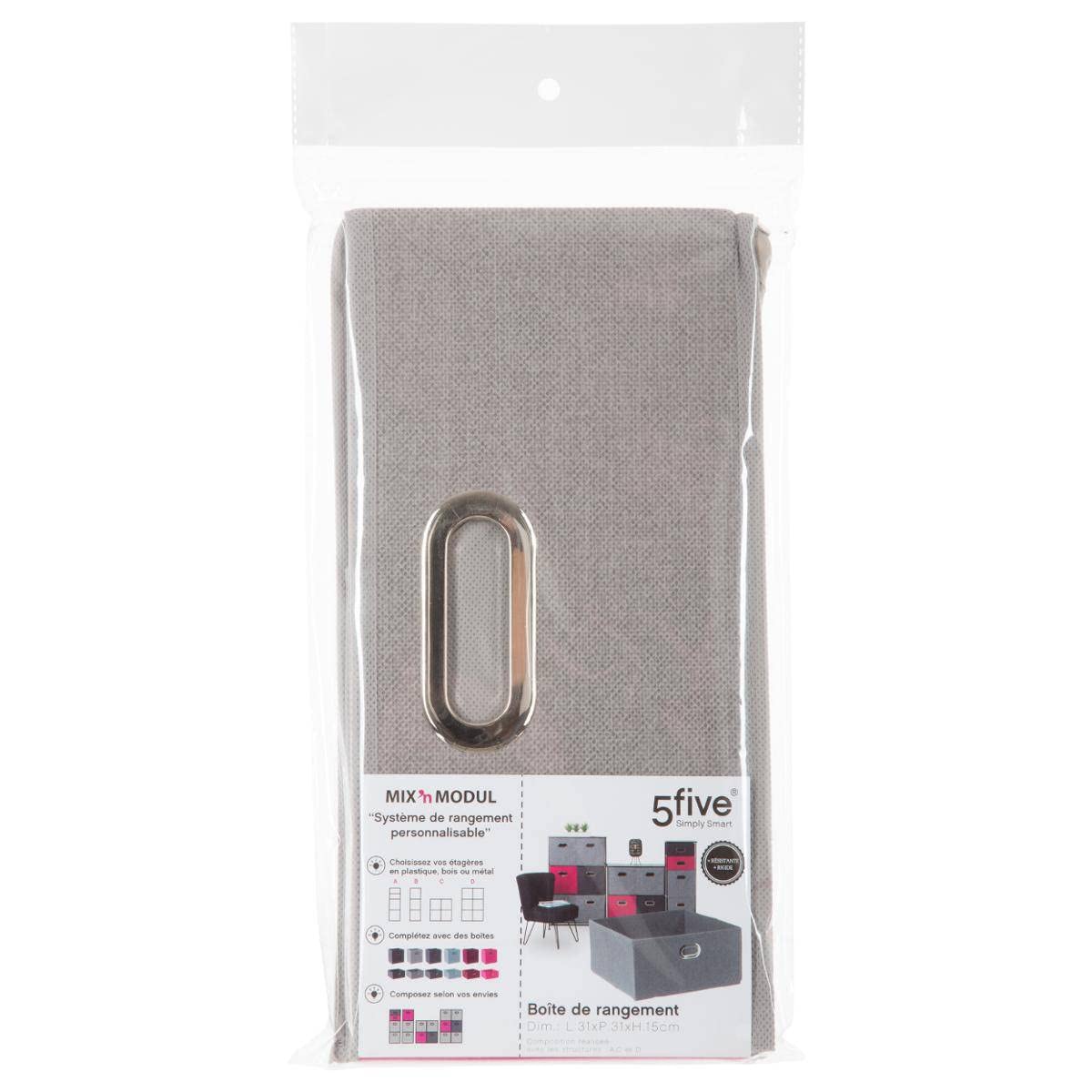 5five - cestino in tessuto mix n modul 31x15cm grigio antracite | Leroy Merlin