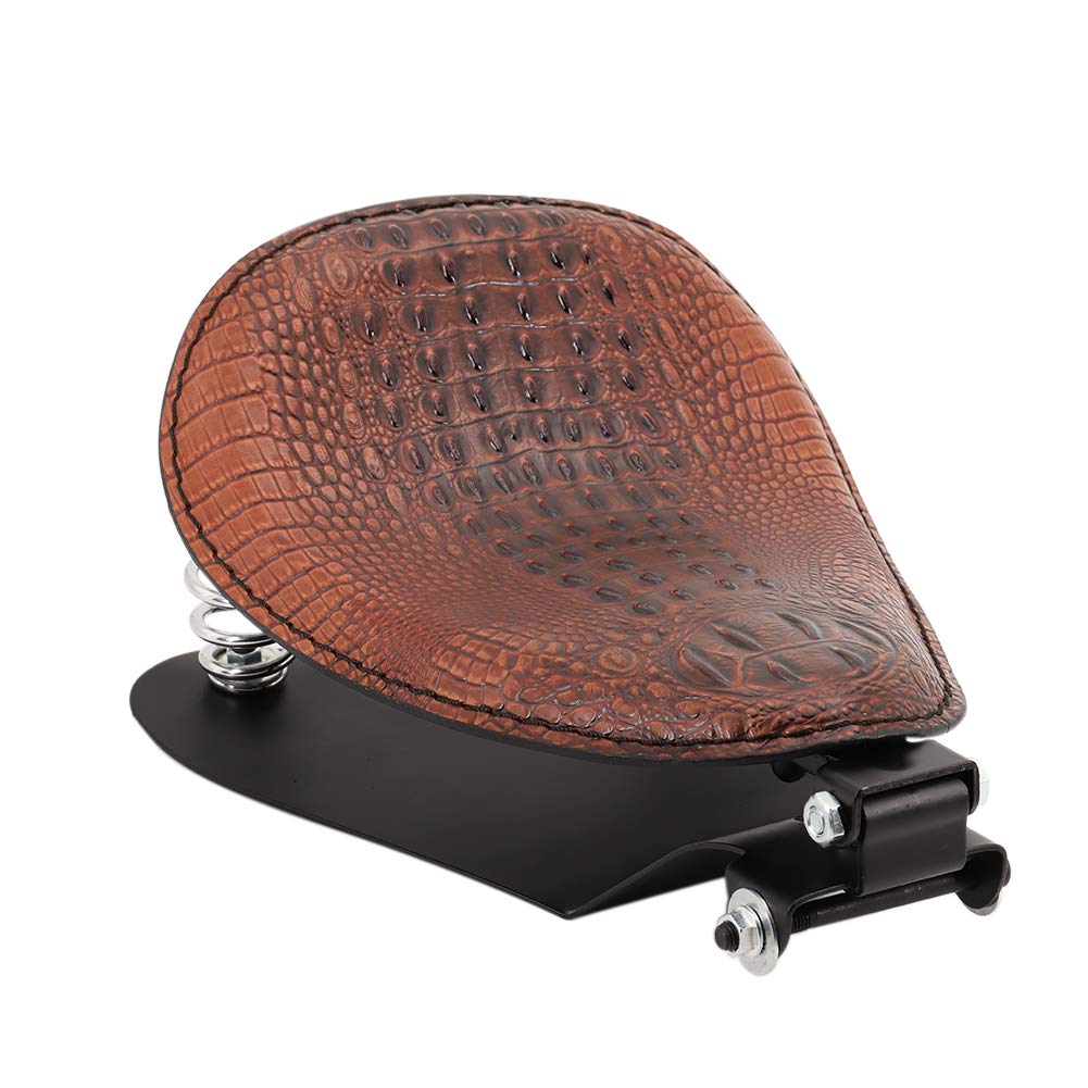 Buy Motorcycle Alligator Brown Leather Driver Solo Seat with Base Plate