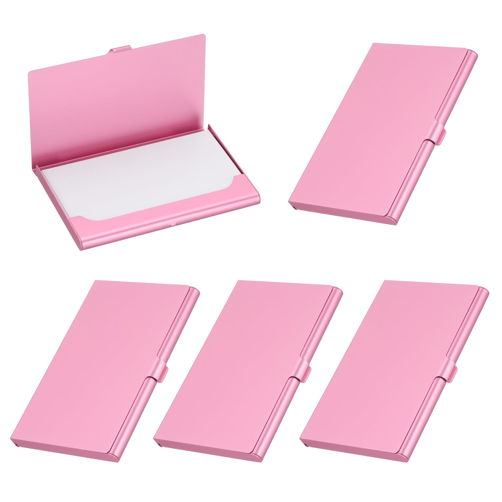 PATIKIL Business Card Holder, 5Pcs Aluminum Metal Card Case Professional Pocket Card Holder for Name Card Credit Card, Pink