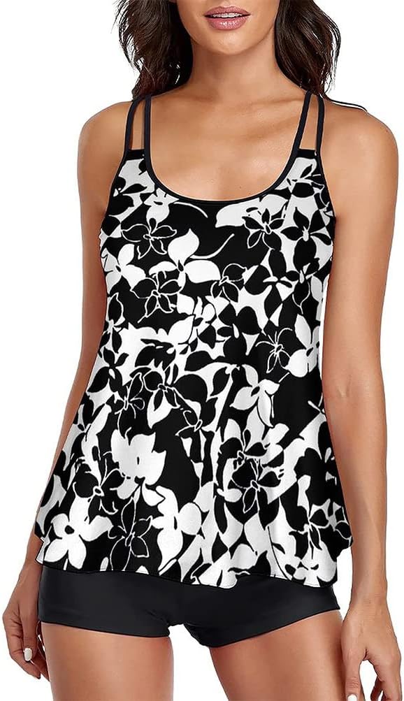 Minetom Bikini Femme Tankini Imprimé Push-Up Taille Haute 2 Pièces – Maillot De Bain Élégant Et Confortable Plage Piscine