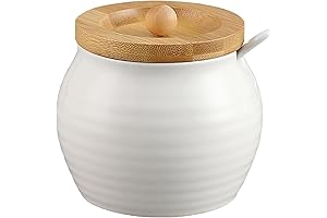 Ceramic Ghee Pot with Bamboo Lid and Spoon