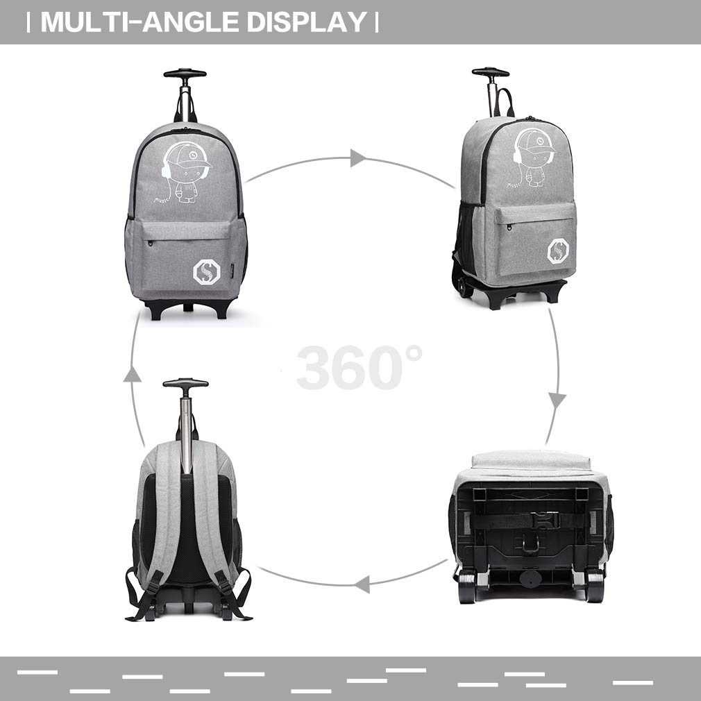 Kono Functional Laptop Rucksack with Rolling Wheels Lightweight and
