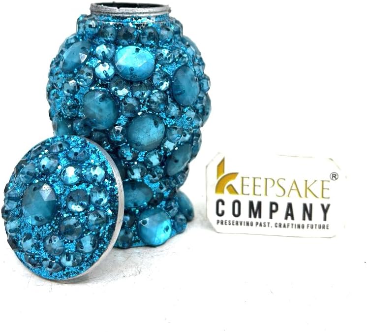 Blue Mosaic/Beads Small Urn for Human Ashes - Mini Urn for Ashes - Cremation Keepsake - Ash Holder Tiny Urn for Men (Single)