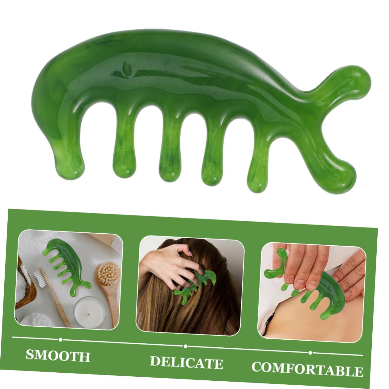 SHERCHPRY 5 Series Peine De Masaje Del Cuero Cabelludo Básico Peine De Masajes Para Piel De Cuidado Del Cabello De Acupuntura De Anchos Jade Verde 2 Piezas X 5