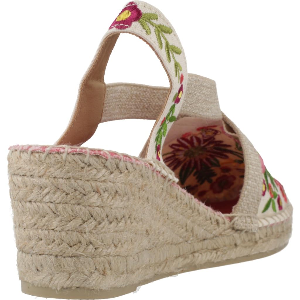 Toni Pons MONTJOI - Alpargata de cuña de Mujer con Bordados Multicolor