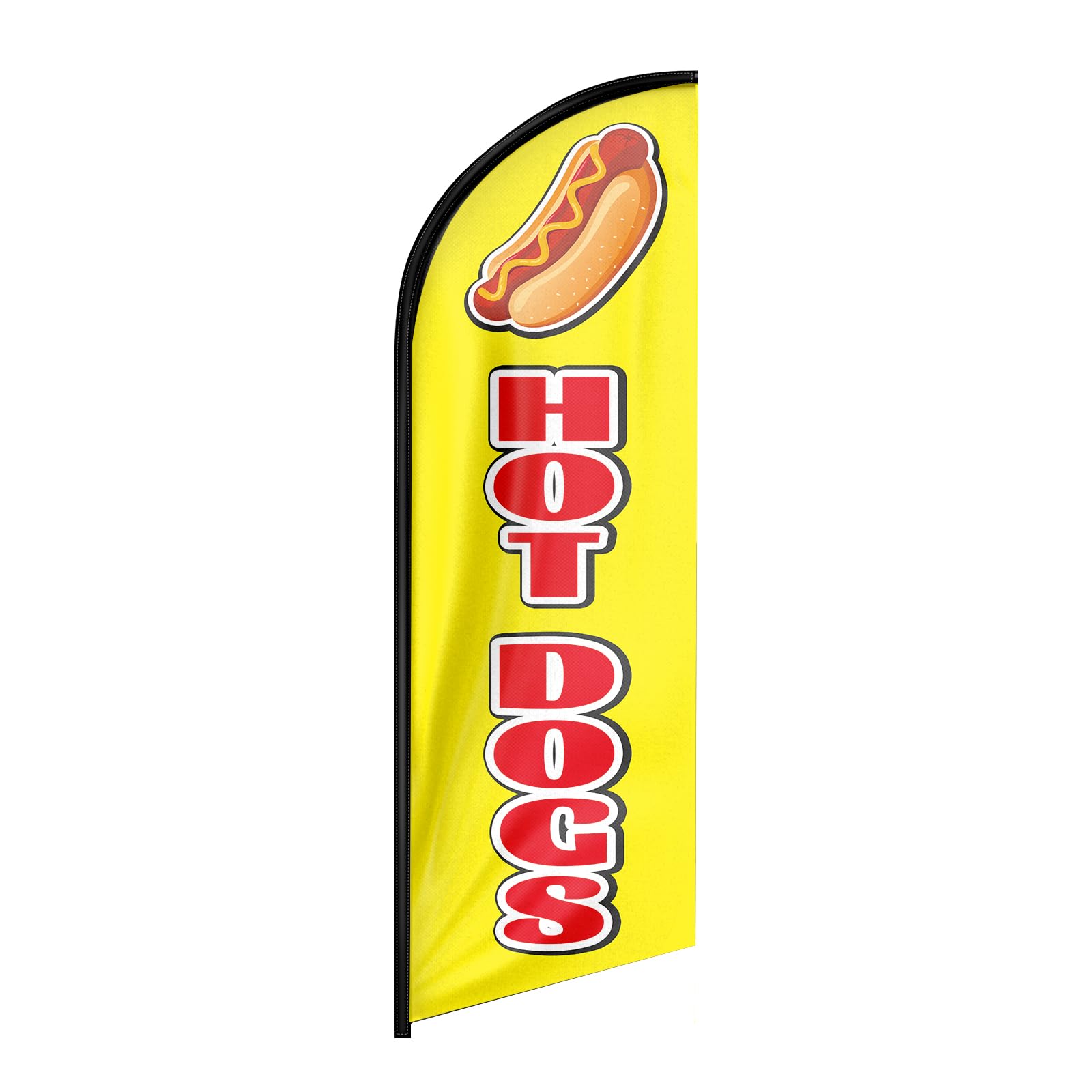 Produktbild von HunnmingRe Hot Dog Federflaggen-Set 2,4 M – Mit Mast Und Erdspieß, Wetterfest – Perfekt Für Imbiss, Restaurant & Werbung