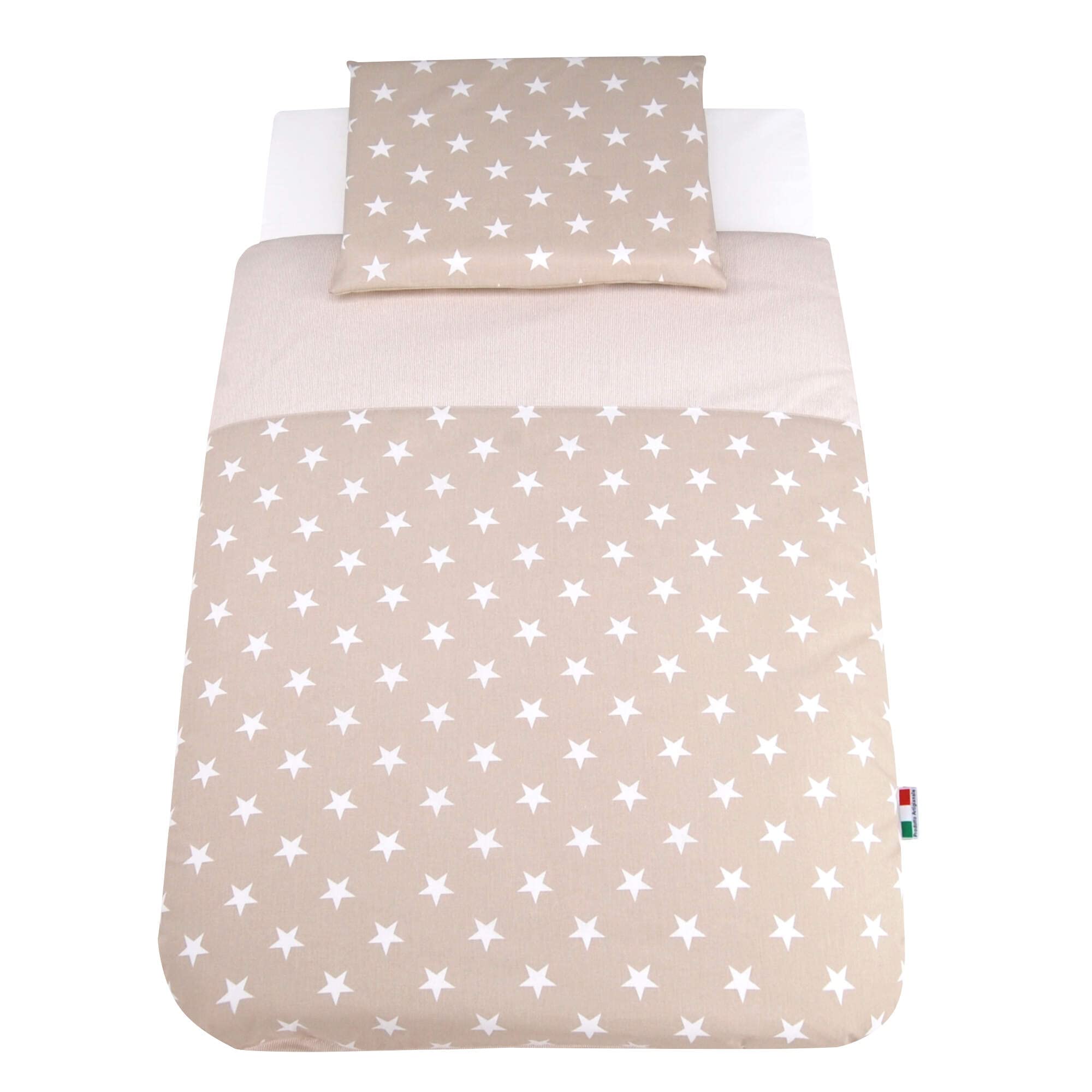 Babysanity Lenzuola Next To Me Compatibili 5 pezzi: Cuscino Neonato Federa Cuscino Piumino Copripiumino Lenzuolo Angoli per Culla Lettino Neonato Chicco Kinderkraft Cam Brevi OEKO-TEX (Stella B)