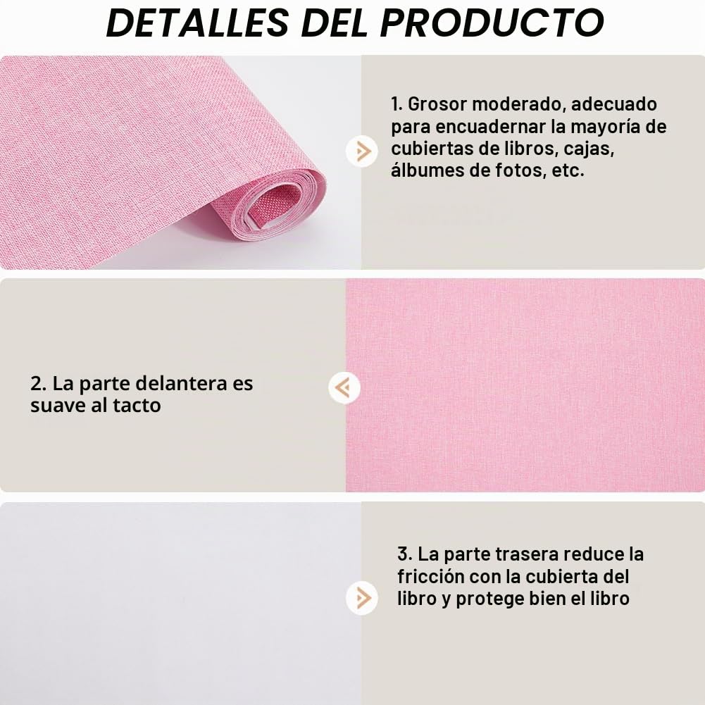 CRASPIRE 4 Tela de 51 x 11.8 Pulgadas para Encuadernación de Libros A4-A8 Superficie de Tela de Lino con Respaldo de Papel Rojo Rosa Verde Y Morado para Álbumes de Recortes Suministros Protectores