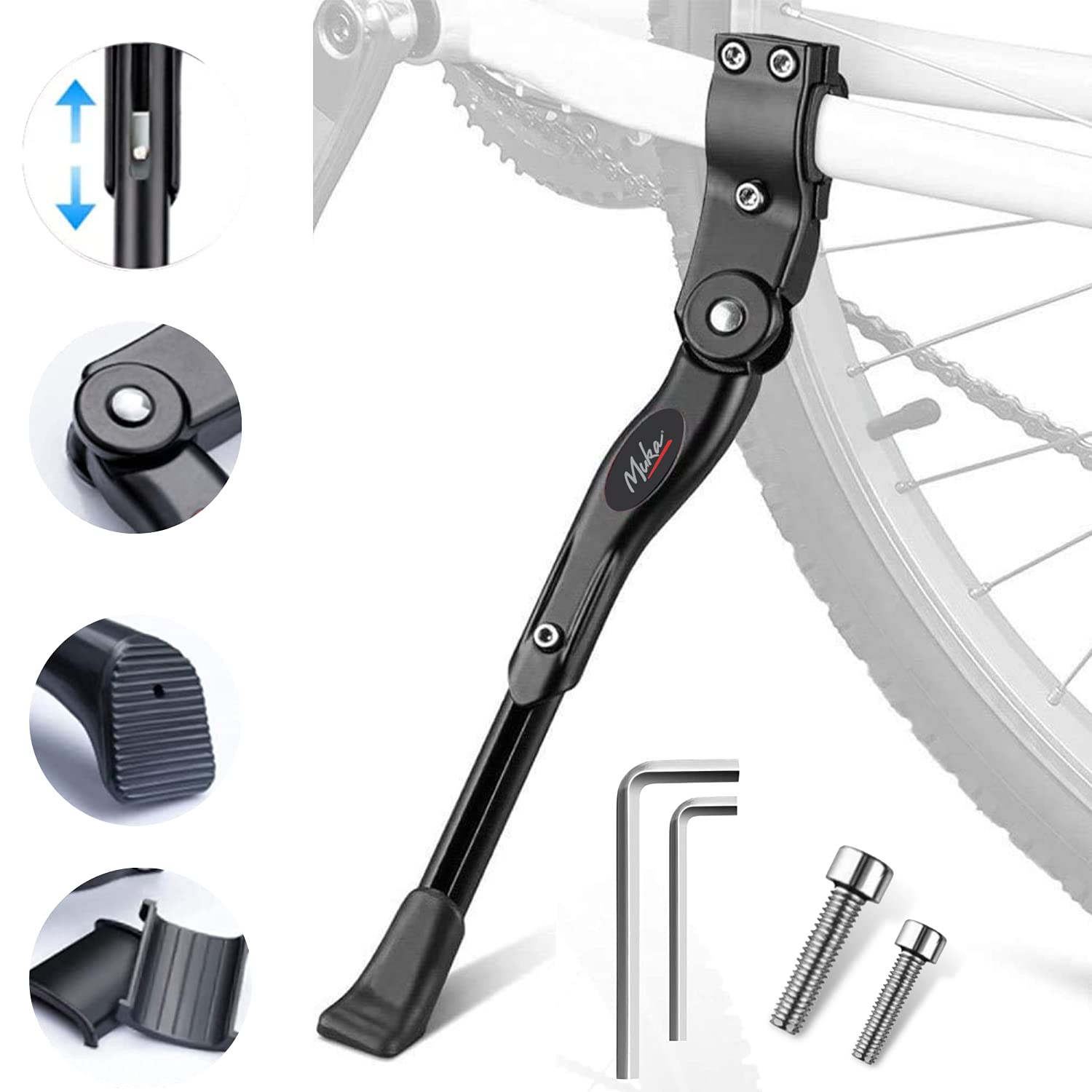 Adjustable Bike Kickstand For 24-29 Inch Bicycles - Fits Mountain Bikes, Ebikes & Road Bikes