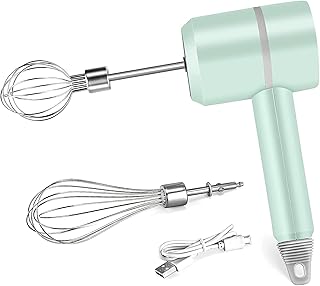 Mélangeur à main électrique sans fil, mélangeur à main, rechargeable par USB, 3 vitesses | 2 Jointes | Mélangeur à main portable pour la cuisson, pour les sauces, la crème, les blancs d'œufs
