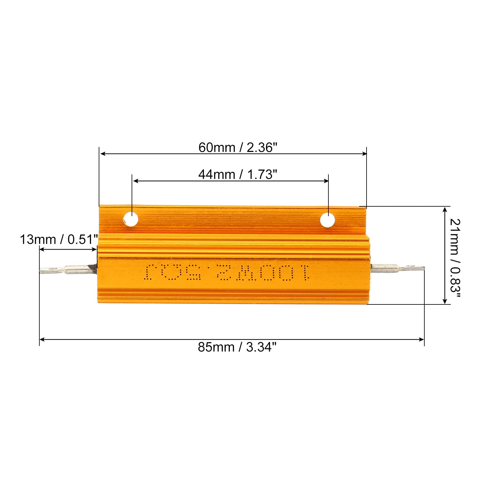 Lot De 5 Résistances Aluminium 25W 100 Ohm 5% - Boîtier Dissipateur Doré, Montage Châssis, Haute Puissance