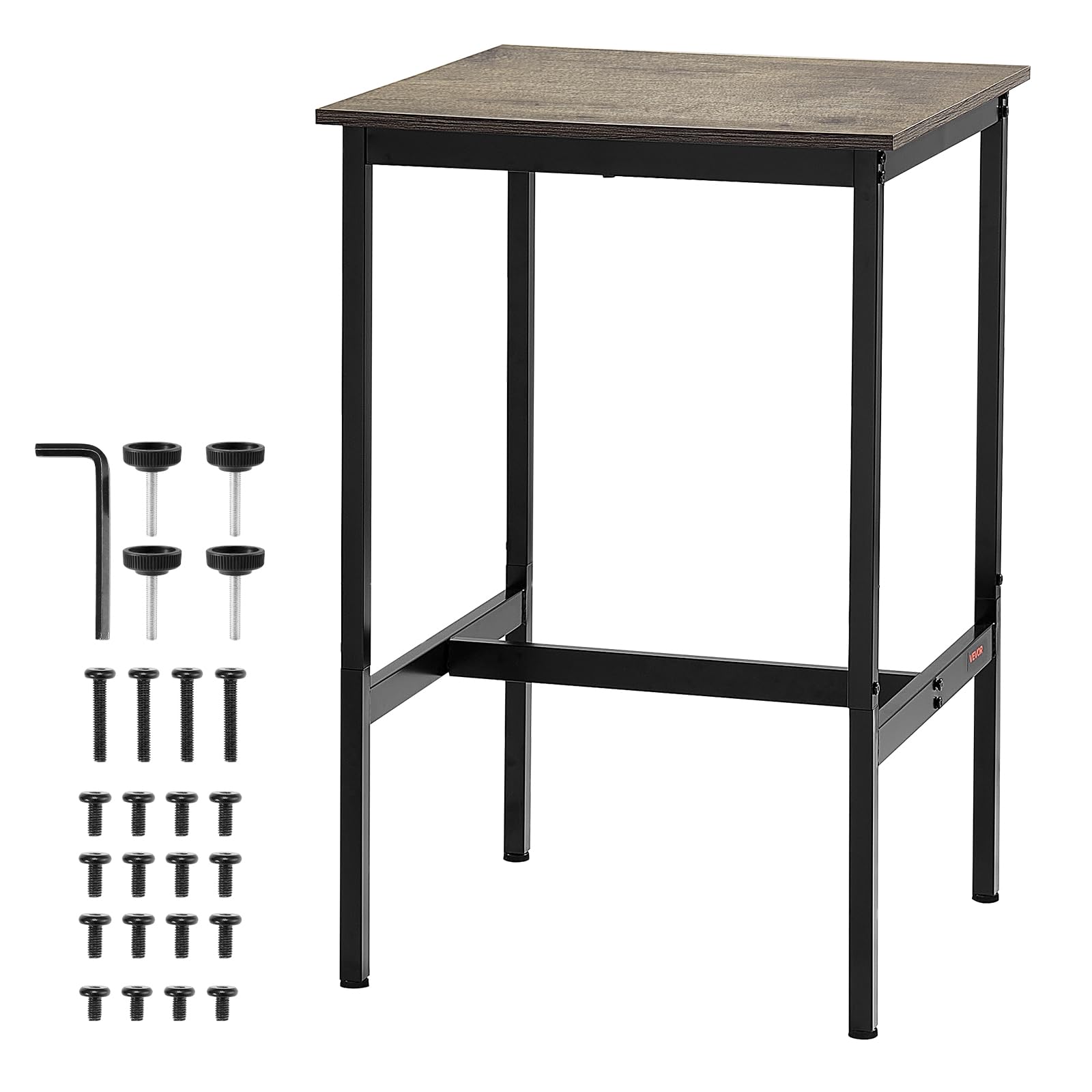 VEVOR Mesa Alta de Bar con Estructura de Metal Resistente Mesa de Comedor para Cocinas Pequeñas Cafeterías Hogares Mostrador de Cócteles Fácil de Montar 61x61x91 cm para Fiestas en Sala de Estar