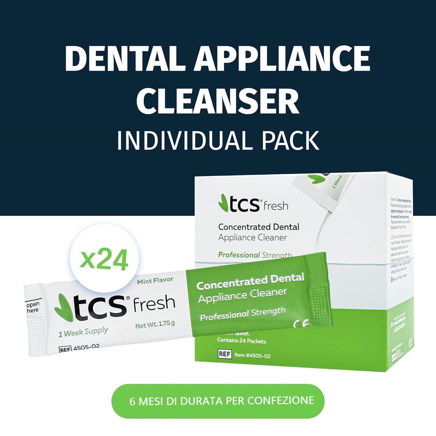 TCS FRESH Denture Cleaner - Detergente per protesi dentale mobile, bite ortodontici e paradenti sportivi