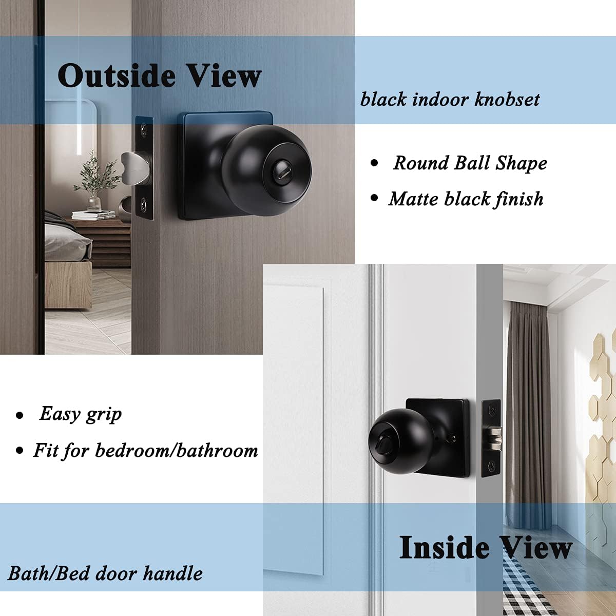 Exсluѕіvе Dіѕсоunt 60% Prісе Gobrico Square Privacy Doorknobs Matte Black Finished/Round Ball Interior Door Knobs with Lock for Bathroom Bedroom/No-Locking Storeroom Door Handles,Pack of 3