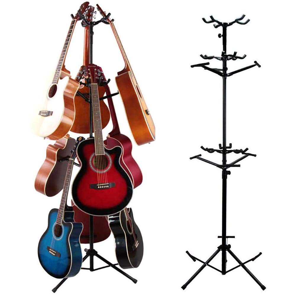 Supporto per chitarra multiplo, treppiede bilaterale resistente per chitarre acustiche elettriche, supporto regolabile nero per casa, studio, negozi, bar