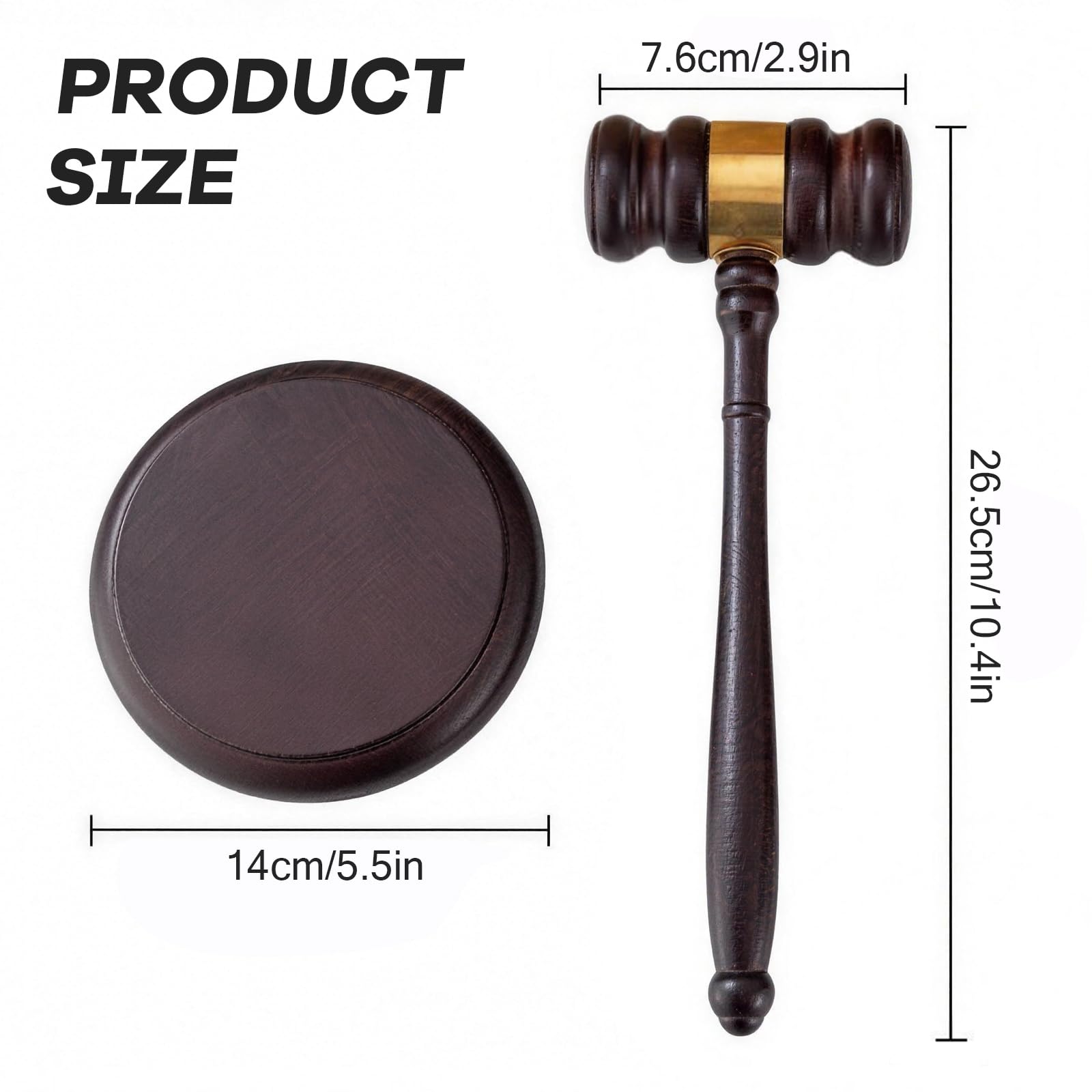 Housoutil Richterhammer Holz praktische, Mazo de Madera Maciza para Juez y Subasta Martillo Pequeño Base de Apoyo Martillo de Juez de Madera Pequeño, für Auktionen und Meetings Handlicher