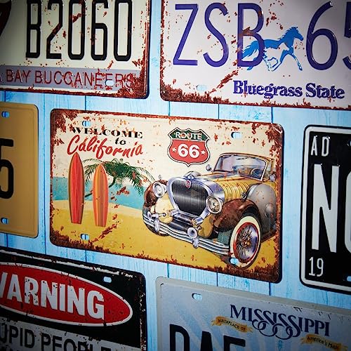 Image of Eazywagon Welcome to California Multipurpose Metal Signs - License Wall Plate, Decorative Car Tag - Ideal for Cafe, Restaurant, Shop, Home, Hotel, Club, Office, Living Area