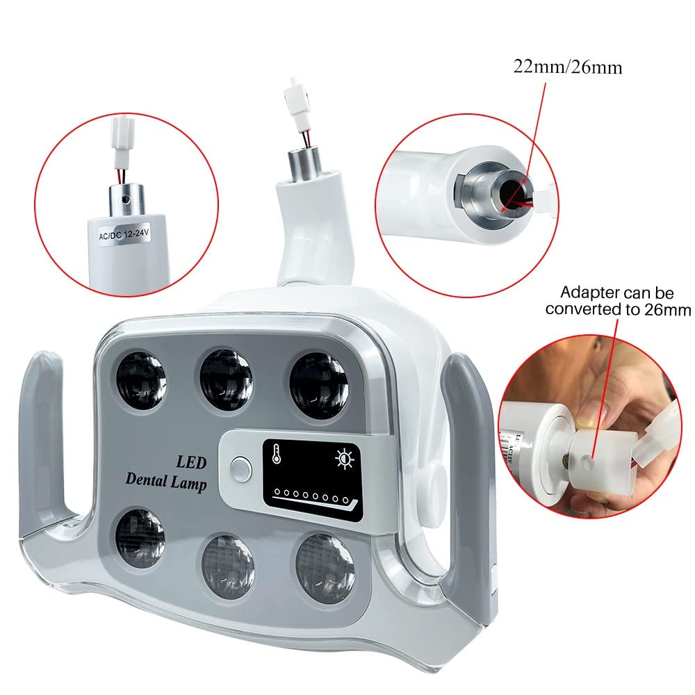 NSKI Dental Shadowless Induction Lamp 6 Bulds Two-Color Led Lamp Operating Oral Light for Chair (22mm)