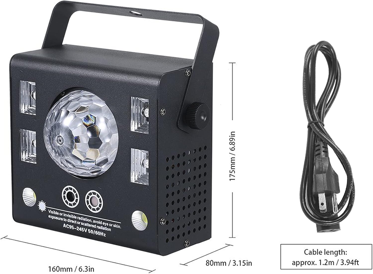 4 in 1 DJ Disco Light, DMX512 & Sound Activated Stage Party Light Projector with Magic Ball, 4 U-V Lights, 2 LED Strobe, Red Green Pattern Lights for Parties Club Bar Karaoke Dance