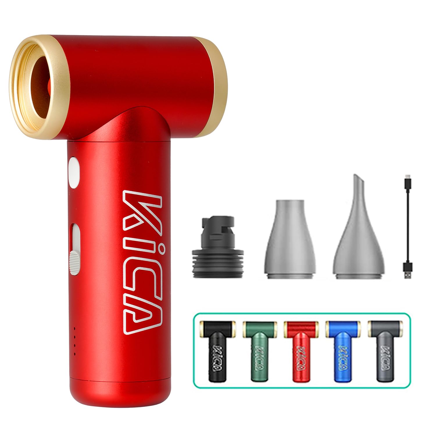 Kica JetFan 2S Souffleur Air Comprimé, 117000 TR/Min de Pulvérisation d’Air Comprimé avec Batterie 1100mAh,Vitesse libre Mini Souffleur, pour Clavier, Nettoyage de PC, Nettoyage de la Maison,Rouge
