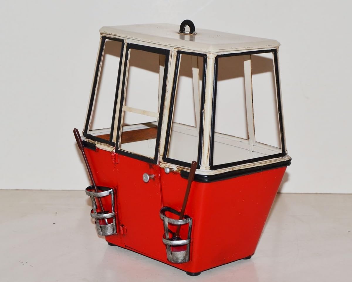 Blechmodell Nostalgie Ski Gondel Oldtimer Berggondel rot-weiß Replikat aus der Schweiz H 20 cm