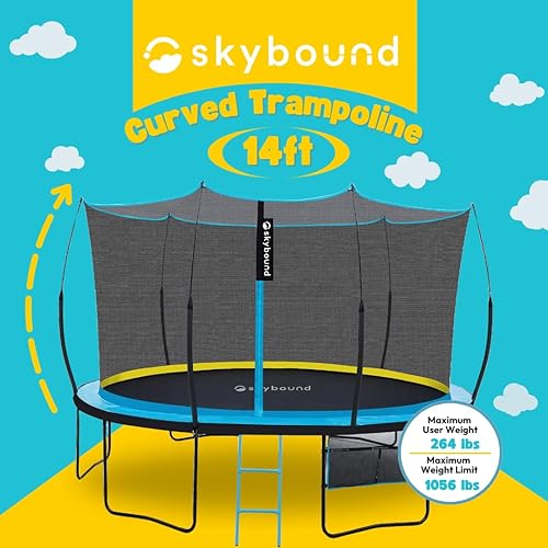 Miniatura 6 de SkyBound Trampolín de 6 pies y 8 pies con recinto, adecuado tanto para uso en interiores como exteriores, trampolines recreativos para niños,