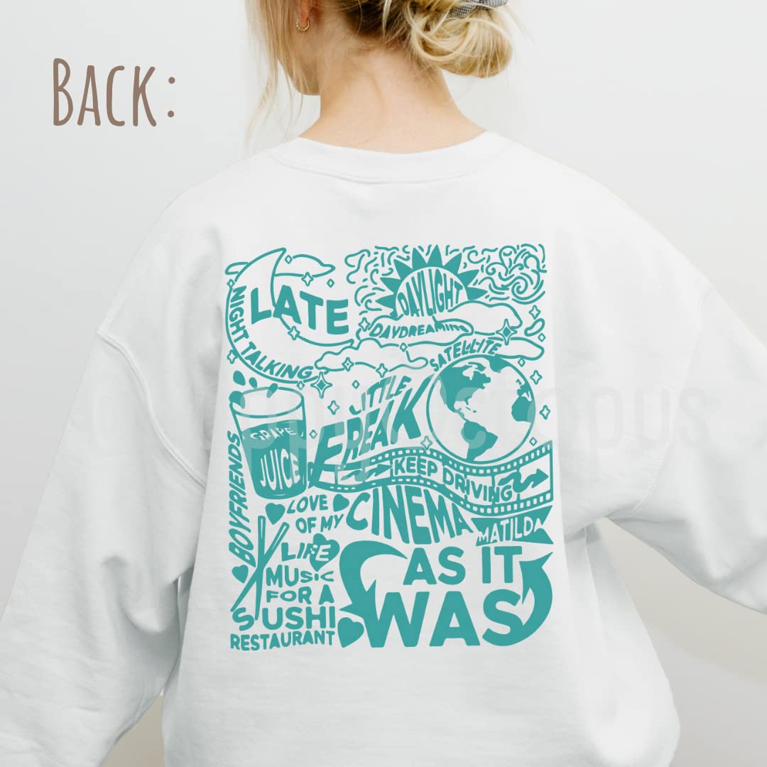 Back Harry Styles White Sweatshirt Harrys House Sweatshirt Love On