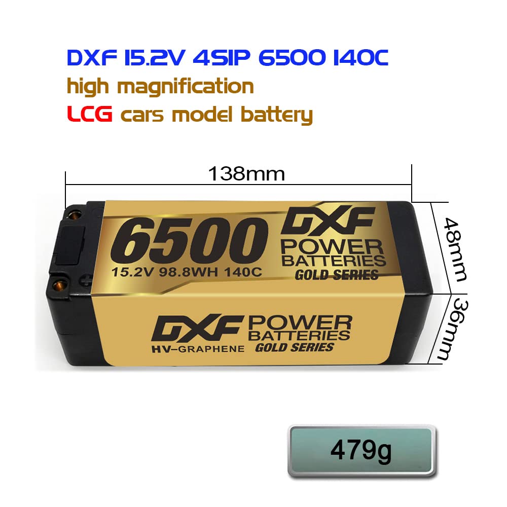DXF 4S 6500 mAh 15,2 V 140C Twarda obudowa baterii Lipo o dużej pojemności z wtyczką XT90 5 mm do samochodu RC w skali 1:8, wielowirnikowego samolotu RC, helikoptera RC, łodzi RC (1 opakowanie)